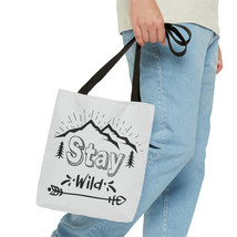 Stay Wild Tote Bag: Hand-Drawn Design, Durable Polyester, Multiple Sizes - £17.00 GBP+