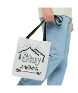 Stay Wild Tote Bag: Hand-Drawn Design, Durable Polyester, Multiple Sizes - £16.16 GBP+