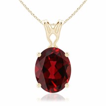 ANGARA Vintage Inspired Solitaire Oval Garnet Pendant in 14K Gold | 18&quot; Chain - £637.29 GBP