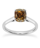 Cushion Diamond Solitaire Ring Brown 14K White Gold SI2 IGI Certified 2.... - £2,697.52 GBP