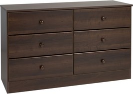 Dark Brown Wooden 6 Drawer Double Dresser Chest Drawers Clothes Storage Cabinet - £312.46 GBP