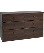 Dark Brown Wooden 6 Drawer Double Dresser Chest Drawers Clothes Storage ... - £318.53 GBP