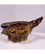 Conch Sea Shell Amber Glass Bowl Art Small Candy Bowl Vtg - $67.11 CAD