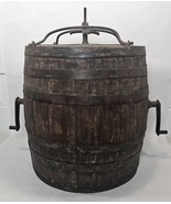 Antique Wooden Barrel Banded Churn Primitive Cabin Decor  - $84.15
