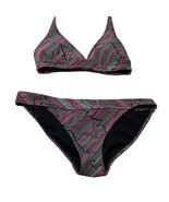 Womens Old Navy Black Pink Green 2 Piece Halter Bikini Swimsuit Size L - $19.79