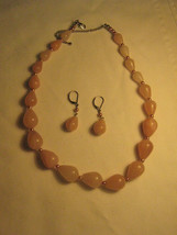 Vintage Teardrop Rose Quartz Graduated size Necklace Earrings - £19.93 GBP