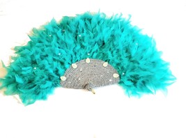 Mint Turquoise Blue Traditional Igbo Nigerian Wedding Bridal Feather Fan. - £55.06 GBP