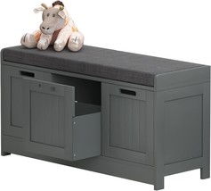 Storage Bench With 2 Cabinets And 1 Drawer, Wooden Shoe Bench Entryway With - £110.27 GBP
