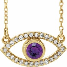 Authenticity Guarantee 
Amethyst and White Sapphire Evil Eye 18 inch Necklace... - £572.28 GBP