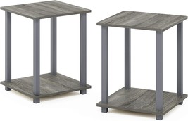 Furinno Simplistic Set of 2 End Table, French Oak Grey/Grey - £30.36 GBP