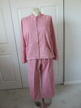 TRAVELSMITH 2pc Pant Suit Sz LG Pink Zippered Top w/Pockets Stretch Wais... - £31.56 GBP