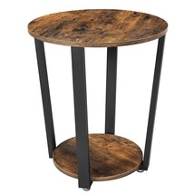 Round End Table With Storage Shelf, Side Tray For Small Space, Easy Assembly, Ac - $78.99