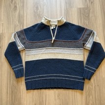 Vtg The Territory Ahead L 1/4 Zip Pullover Wool Nylon Sweater Striped Bl... - $914.80 MXN