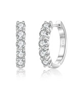 Iced Jewelry Bezeled Diamond Row Huggie Earrings 1.0 ct tw white Gold plated - $739.33 MXN