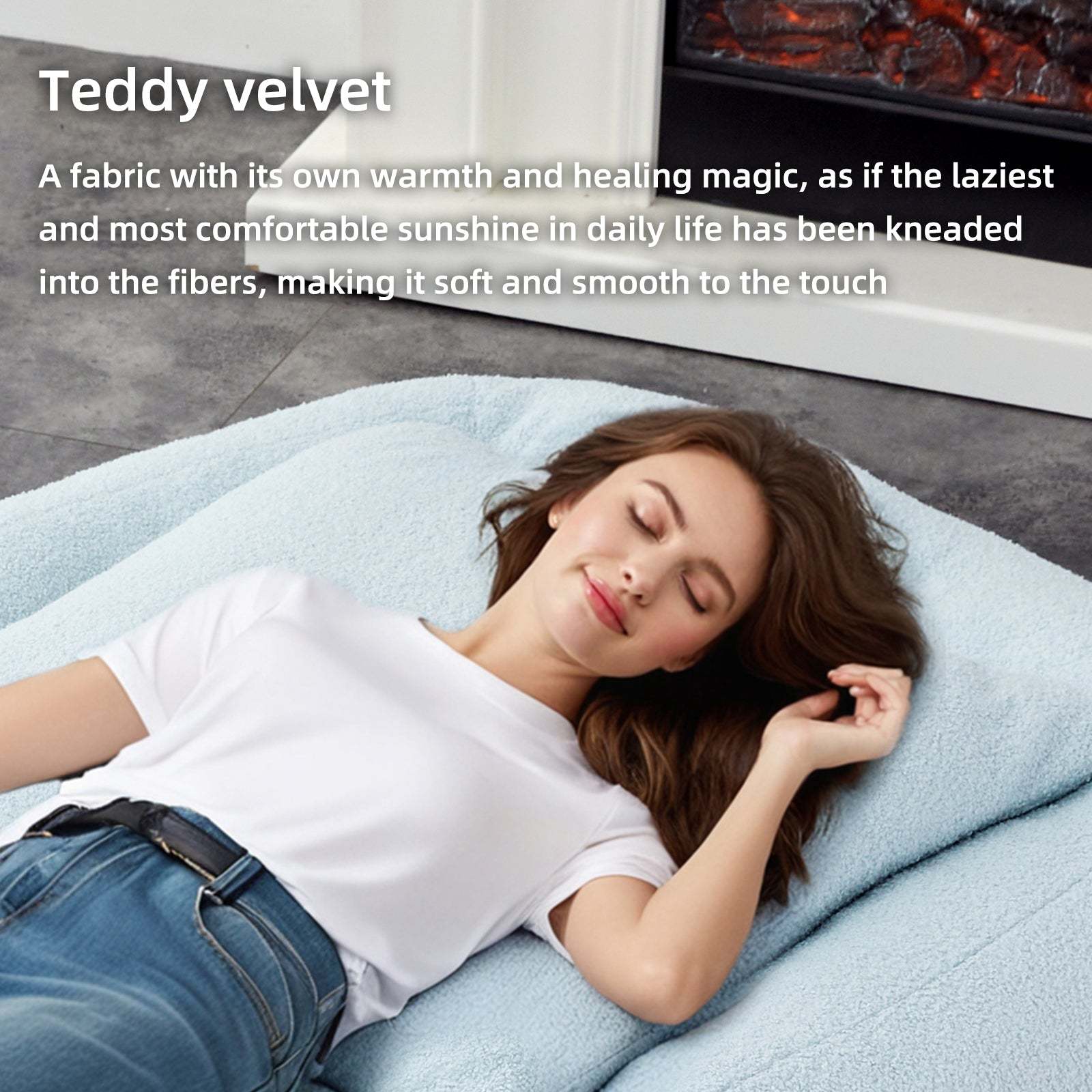 Light Blue Teddy Folding Sofa Chair - 5-Pos Gaming, Relax Item image 8