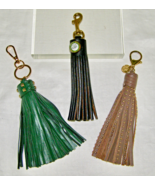 LOT OF 3 LEATHER TASSEL KEYCHAIN, BAG CHARMS-EXPERTLY MADE-A WARDROBE OF... - $1,105.61 MXN