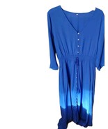 Women&#39;s Dress-3/4 Sleeves Blue Cotton Blend Medium Button Up Vintage  - €17,44 EUR