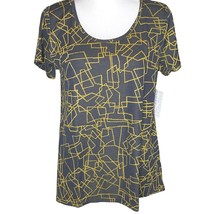 LuLaRoe Classic T Women&#39;s Small Top Navy Blue with Yellow Lines NWT - $17.82