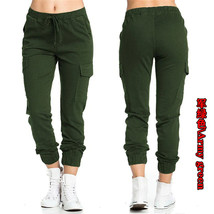 Sexy Military Green Trousers Elastic waist jogger Leisure Women Cargo Pants - £17.19 GBP