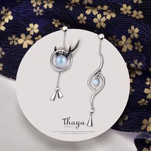 Thaya Real 925 Sterling Silver Handmade Designer Dangle Horns Earring Women High - £21.28 GBP