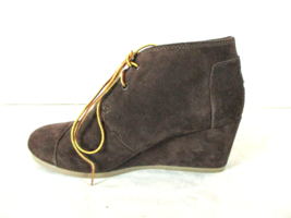 Toms Brown Suede Lace Up Wedge Heel Ankle Booties Heels Women&#39;s 9 W (SW46) - £18.98 GBP