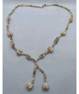 Hand-made seashell stringed necklace large shells and small shells 28&quot; - $19.79
