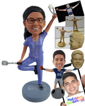 Personalized Bobblehead Multitasking Yoga dentist wearing scrubs and holding a d - £72.74 GBP