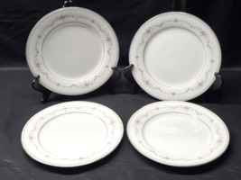 Vintage NORITAKE 8.25&quot; Salad Plates FAIRMONT 6102 Platinum Trim - Set Of 4 - £19.90 GBP