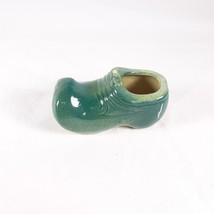 Small Green Shoe Planter Ceramic Vintage Clog Elf Shoe Holiday Decor - £9.49 GBP