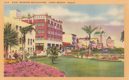 Linen Postcard A009 East Seaside Boulevard Long Beach California Longshaw Card - £4.43 GBP