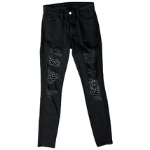Guess Los Angeles Black Distressed Pearl Skinny Jeans Size 27 Glam Grunge - $27.32