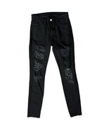 Guess Los Angeles Black Distressed Pearl Skinny Jeans Size 27 Glam Grunge - $37.90 CAD