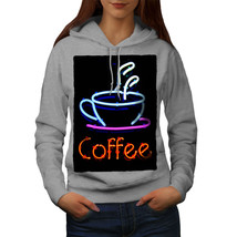 Wellcoda Coffee Neon Photo Food Womens Hoodie, Cafe Casual Hooded Sweatshirt - £29.36 GBP