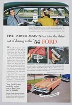 1954 Print Ad The &#39;54 Ford with Five Power Assists, Power Lift Windows - £8.37 GBP