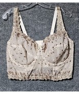 Amoureuse Beige Embroidered Lace Bustier Corset Crop Top Bra Size 45D - €21,31 EUR