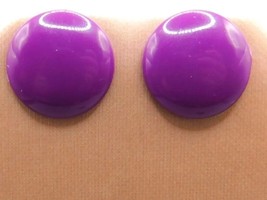 Vtg Retro Small Purple Earrings Acrylic Round Shaped Studs Women Fashion Retro - £6.42 GBP