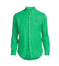 New Polo Ralph Lauren Men&#39;s Classic Fit Long Sleeve Linen Shirt Green Small - £84.24 GBP