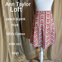 Ann Taylor LOFT Peach &amp; Pink Printed Size Zip Skirt Size 6 - £9.59 GBP