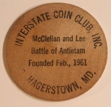 Vintage Interstate Coin Club Wooden Nickel Hagerstown Maryland 1968 - $5.93
