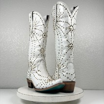 Lane SPARKS FLY White Gold Cowboy Boots Womens 7.5 Leather Snip Toe Wedd... - $292.05