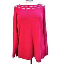 Lane Bryant Sweater 26/28 Red Open Pattern Neckline Long Sleeve NWT - £33.16 GBP
