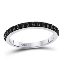 10kt White Gold Womens Round Black Color Enhanced Diamond Band Ring 1/2 Cttw - £221.61 GBP