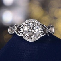 2.50 Ct Round Moissanite Created Infinity Engagement Ring 14K White Gold Plated - £114.76 GBP
