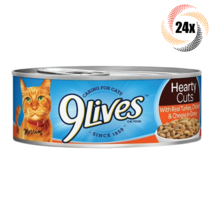 24x Cans 9Lives Hearty Cuts Real Turkey Chicken &amp; Cheese In Gravy Cat Food 5.5oz - £34.79 GBP