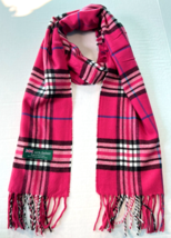 Womens Winter Warm Scotland Made 100% Cashmere Scarf Plaid Rose Pink #B01 - £5.75 GBP