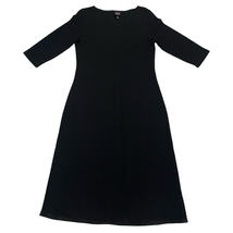 Eileen Fisher Petite Wool Scoop Neck Dress 3/4 Sleeves Black Midi Size M... - $56.12
