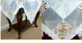 Embroidered Cutwork Fabric Embroidery Tablecloth Square Night Stand Tabl... - $30.99