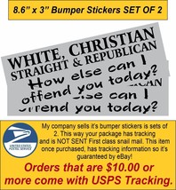 White Christian Republican Straight Bumper Sticker 8.6&quot; x 3&quot; Stickers SE... - £7.74 GBP