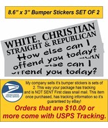 White Christian Republican Straight Bumper Sticker 8.6&quot; x 3&quot; Stickers SE... - £7.78 GBP