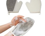 Set of 2 Exfoliating Bath Gloves Soft Linen Terry Cloth Shower Massage S... - $13.85